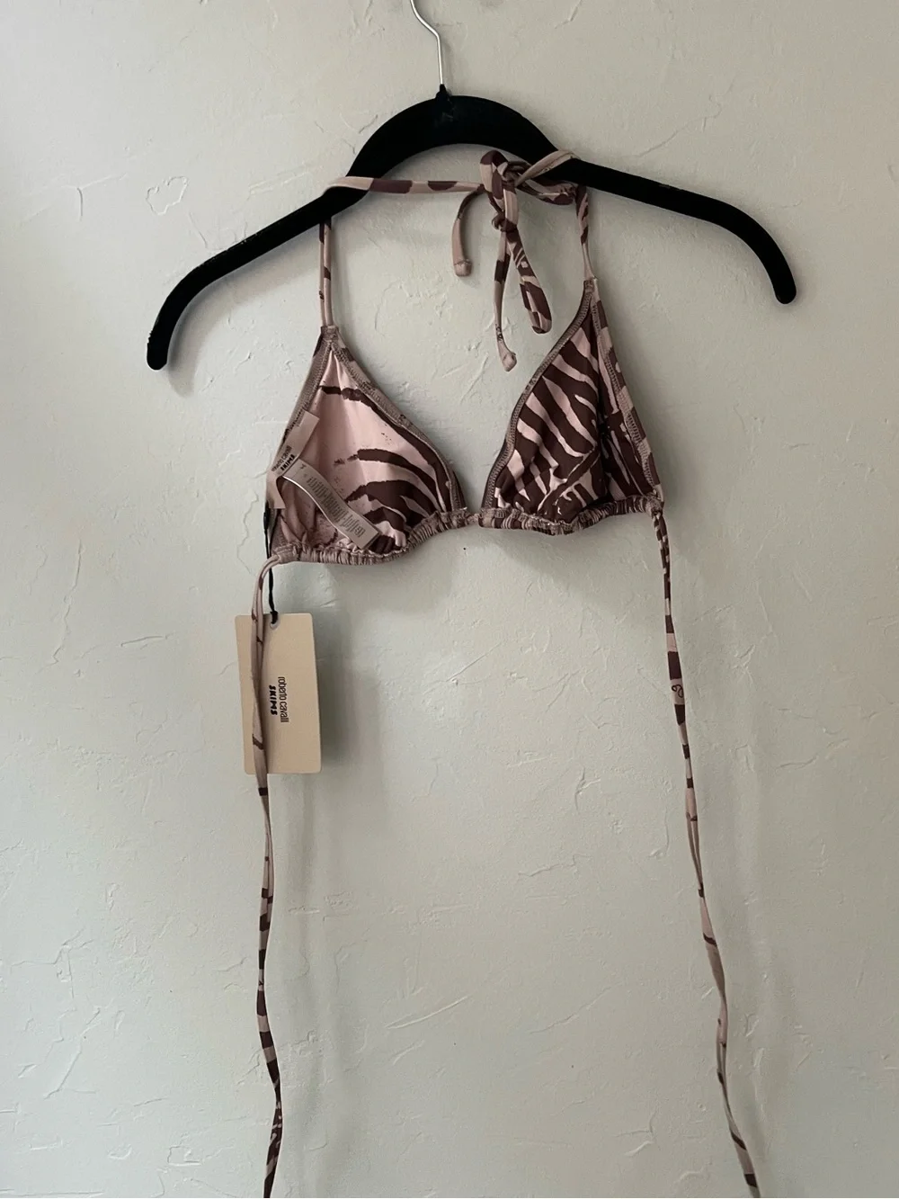 SKIMS X ROBERTO CAVALLI SWIM TRIANGLE BIKINI ZEBRA PRINT L
